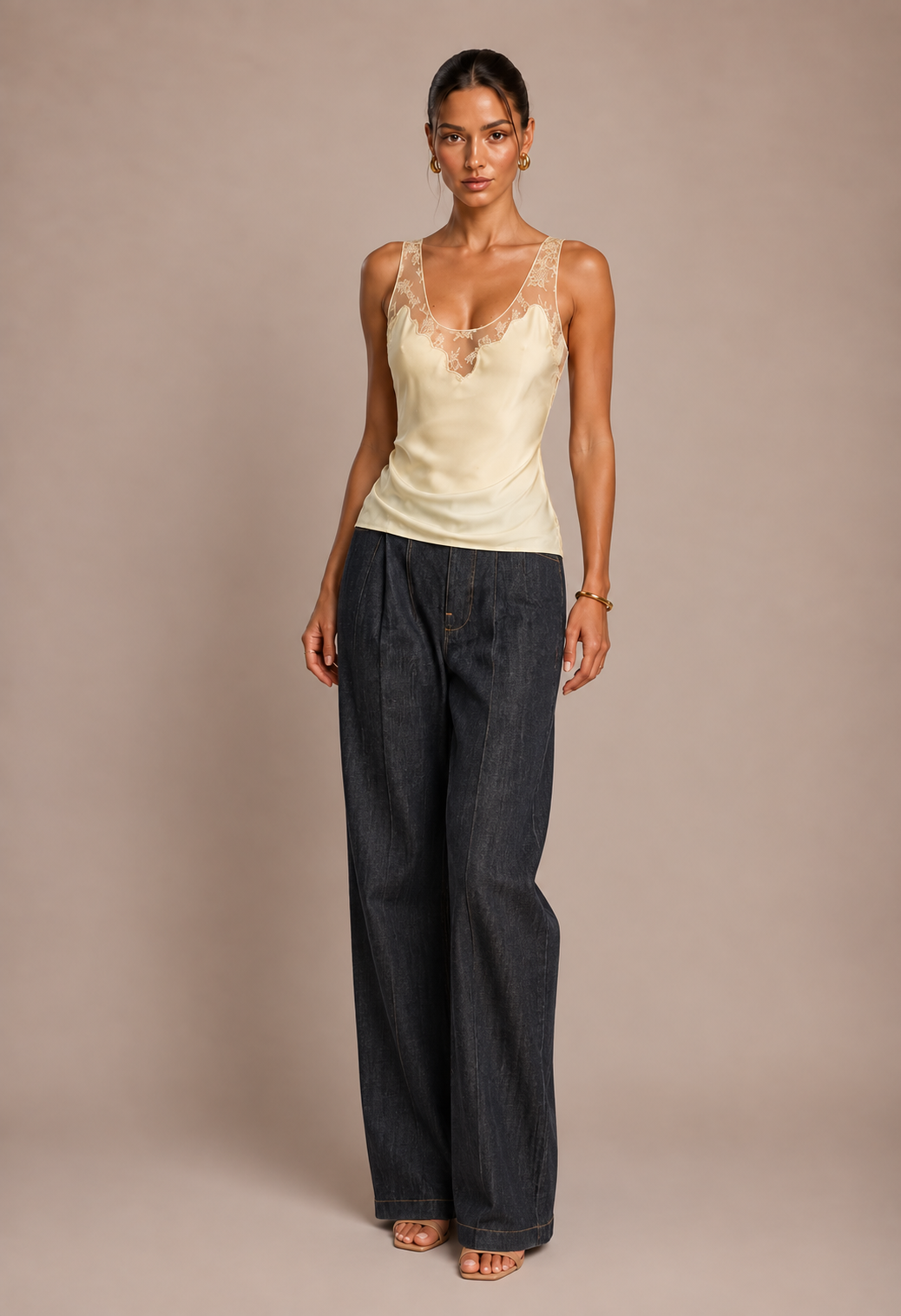 Flora Satin Lace Top