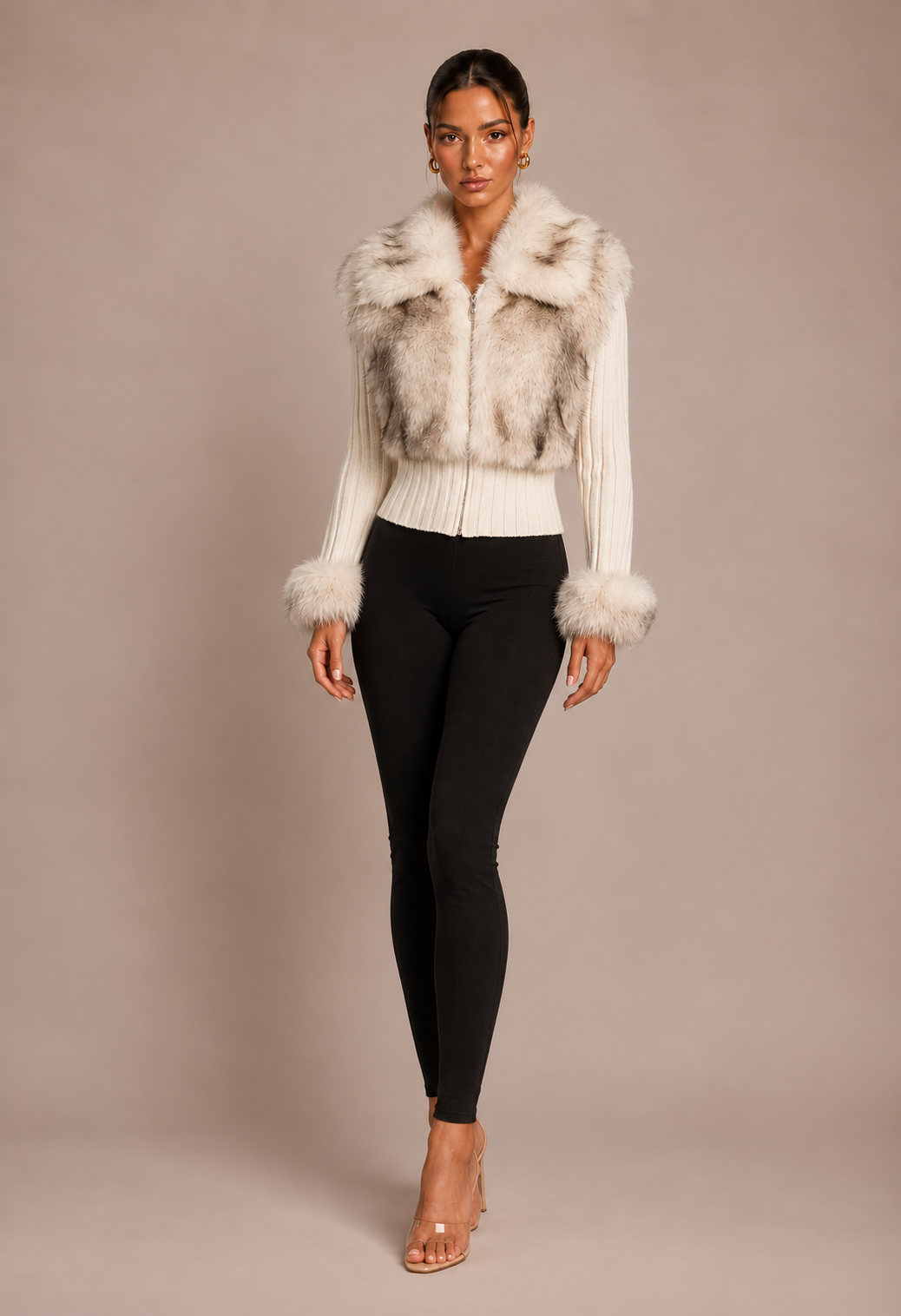 Ottilie Faux Fur Knit Jacket