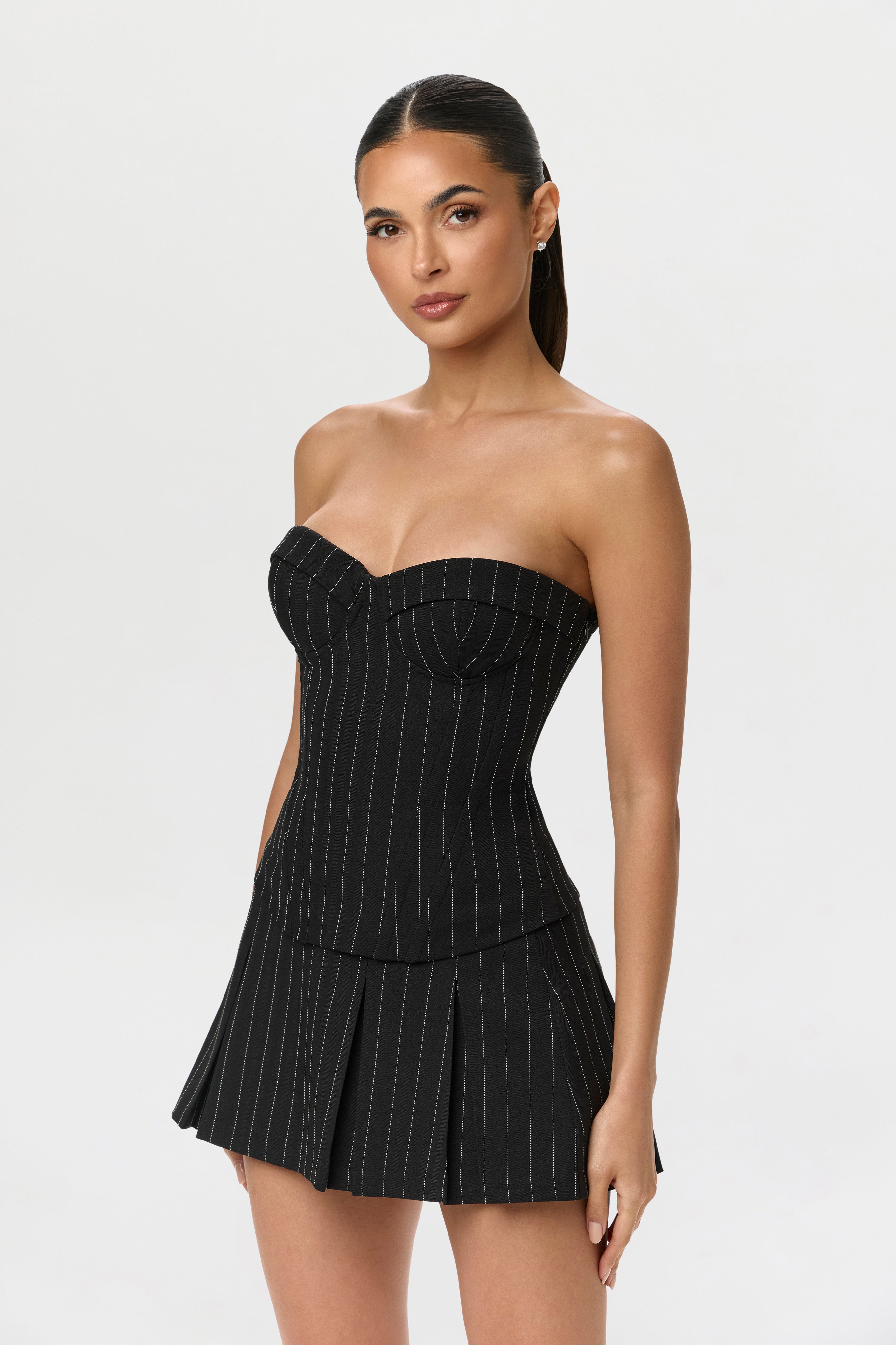 Pinstripe Bustier Set