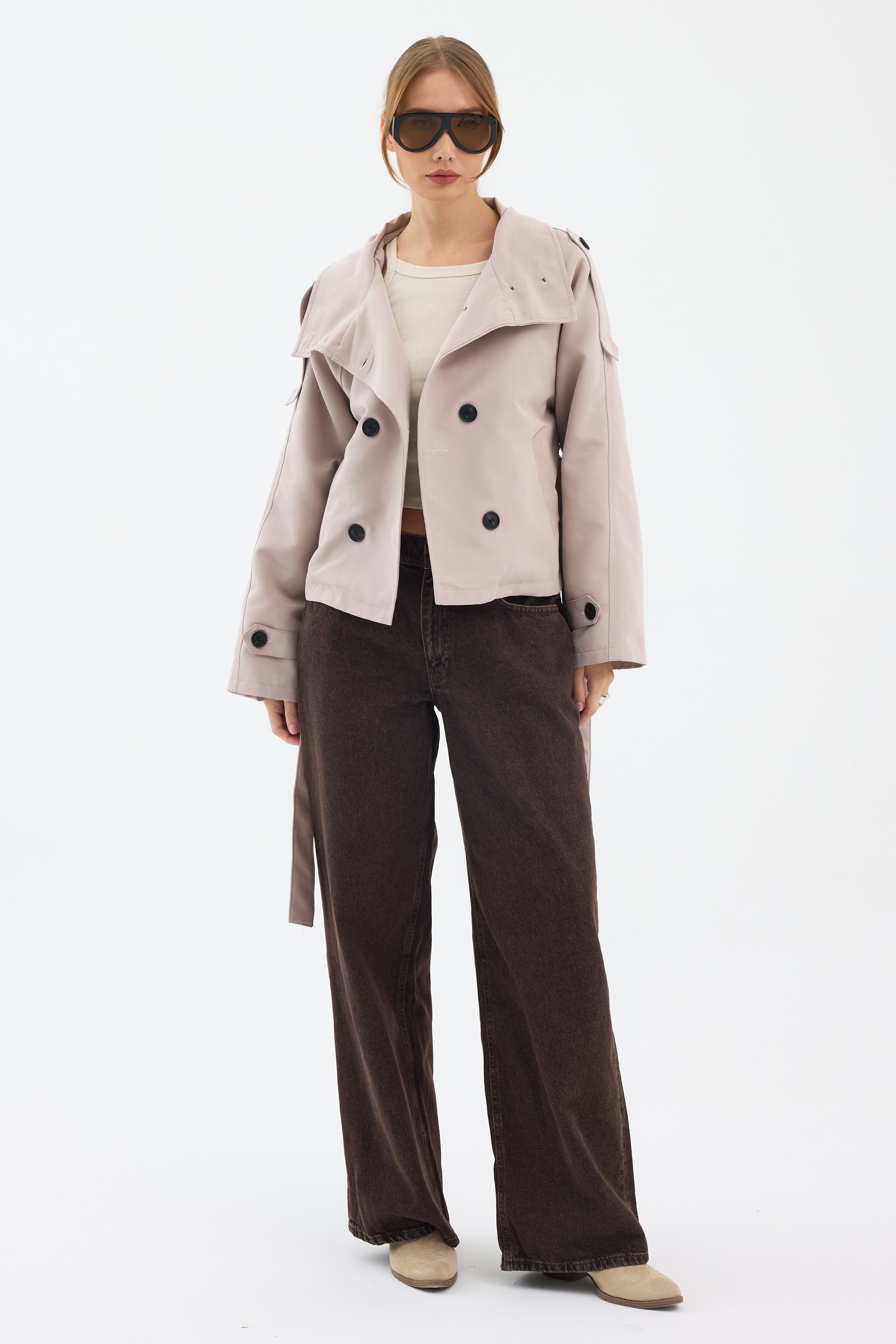 Elara Cropped Trench Coat