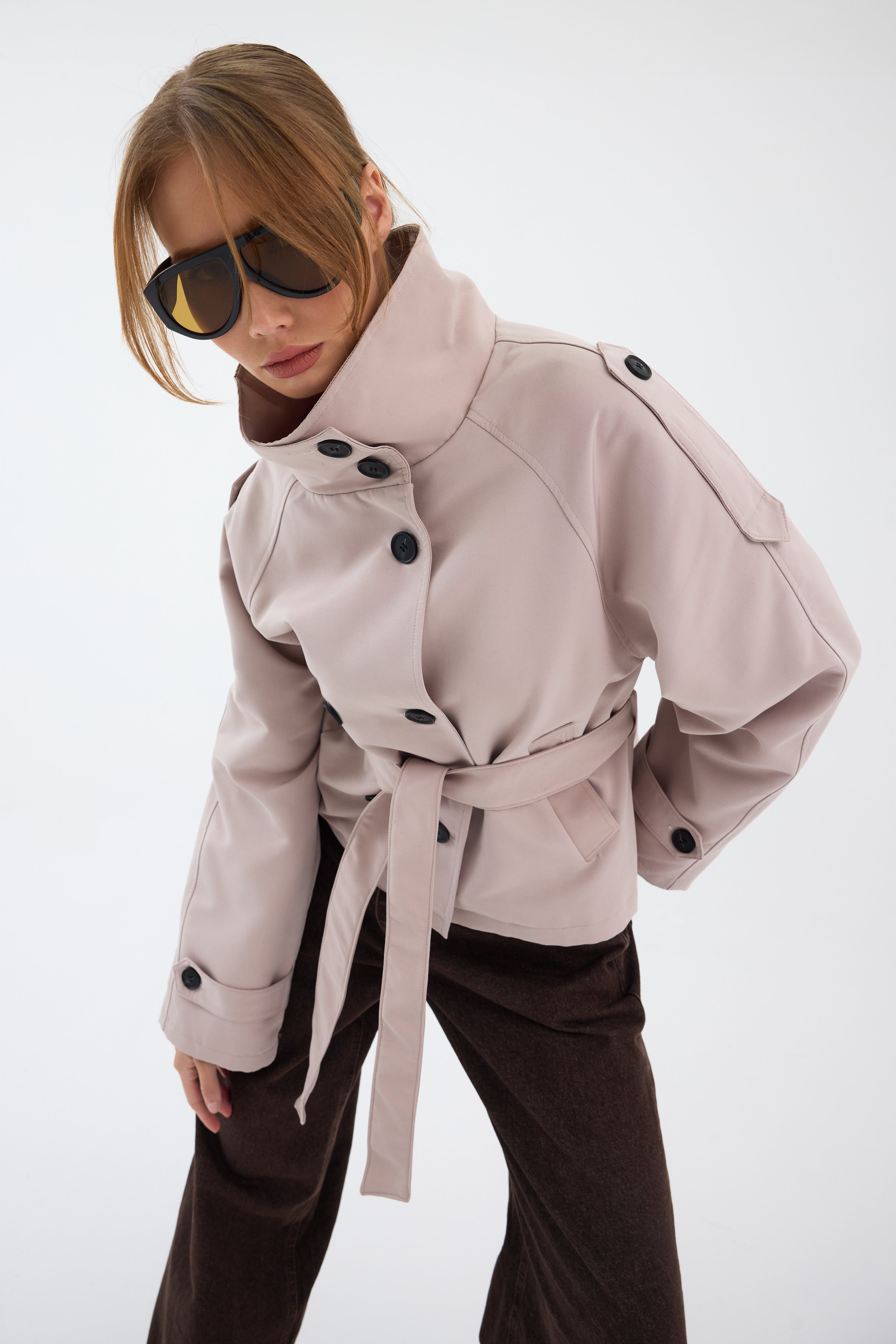 Elara Cropped Trench Coat