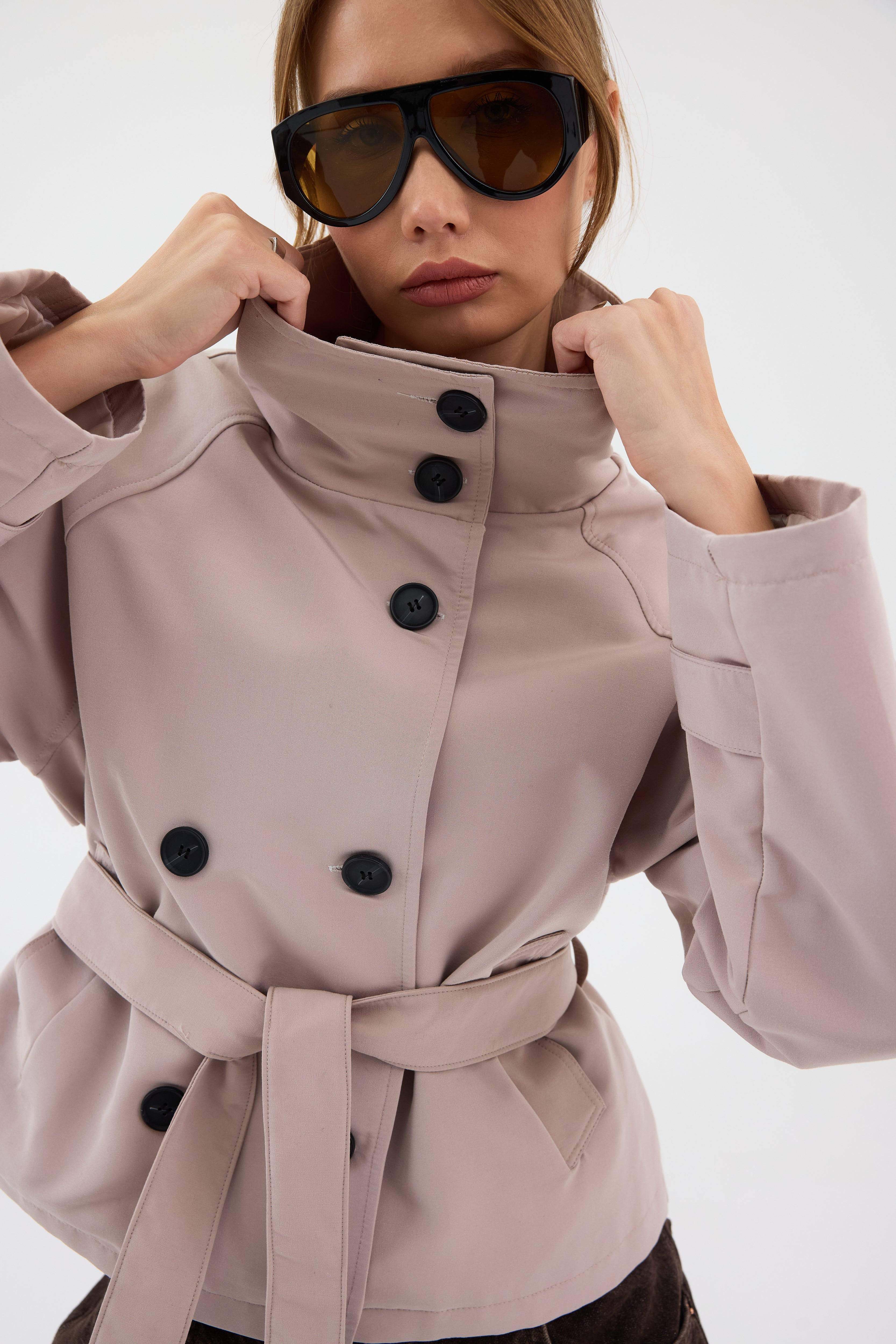 Elara Cropped Trench Coat