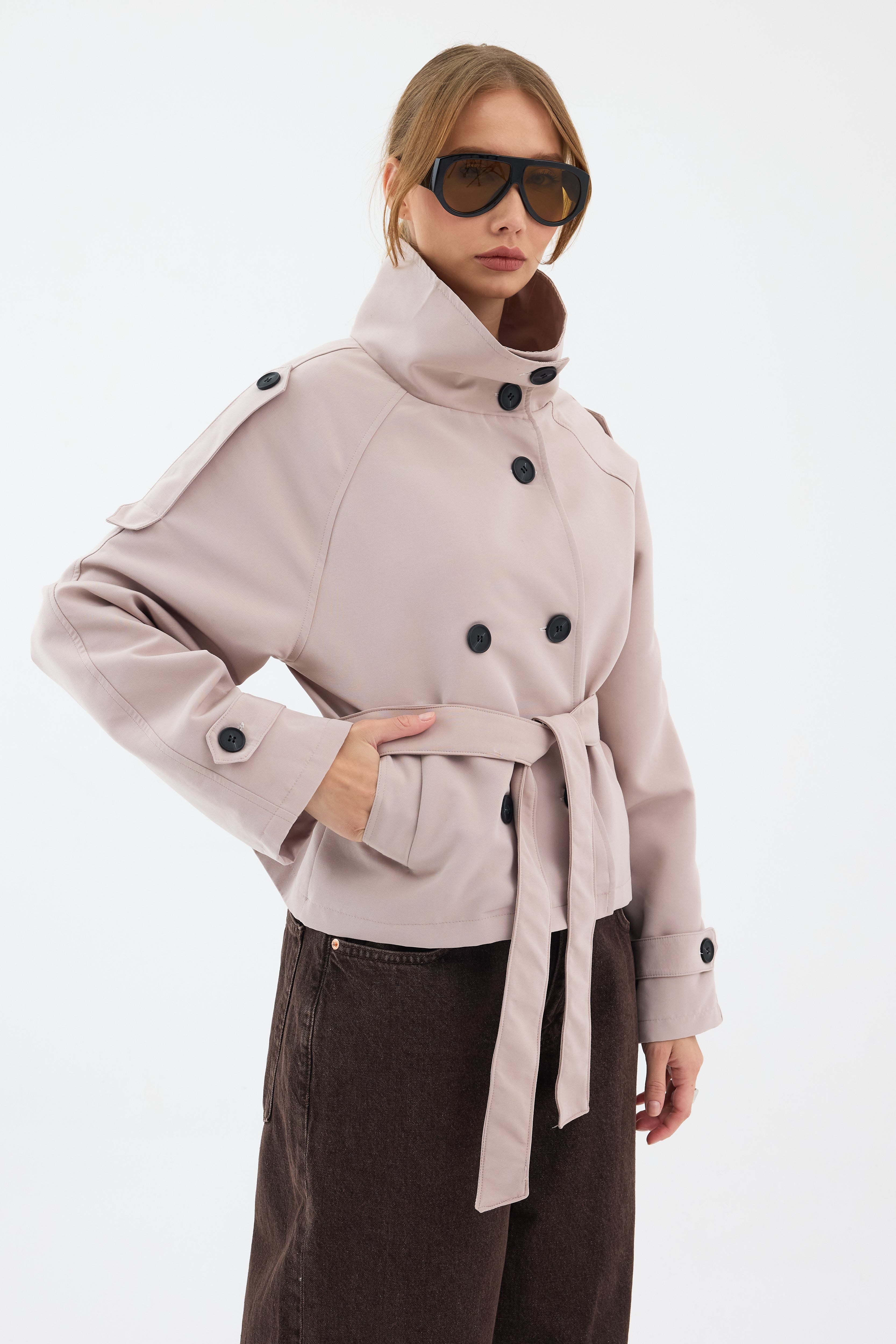 Elara Cropped Trench Coat