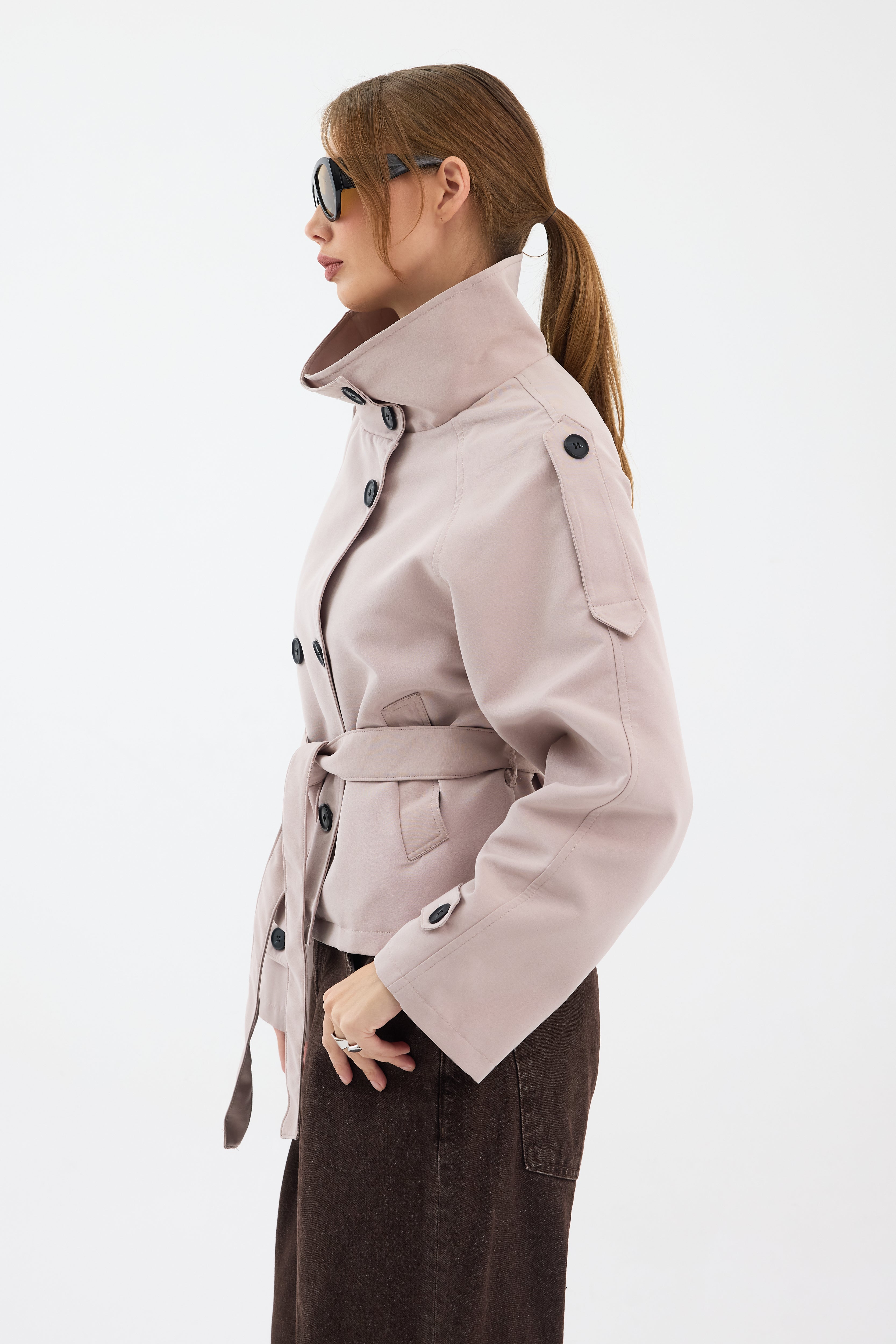 Elara Cropped Trench Coat