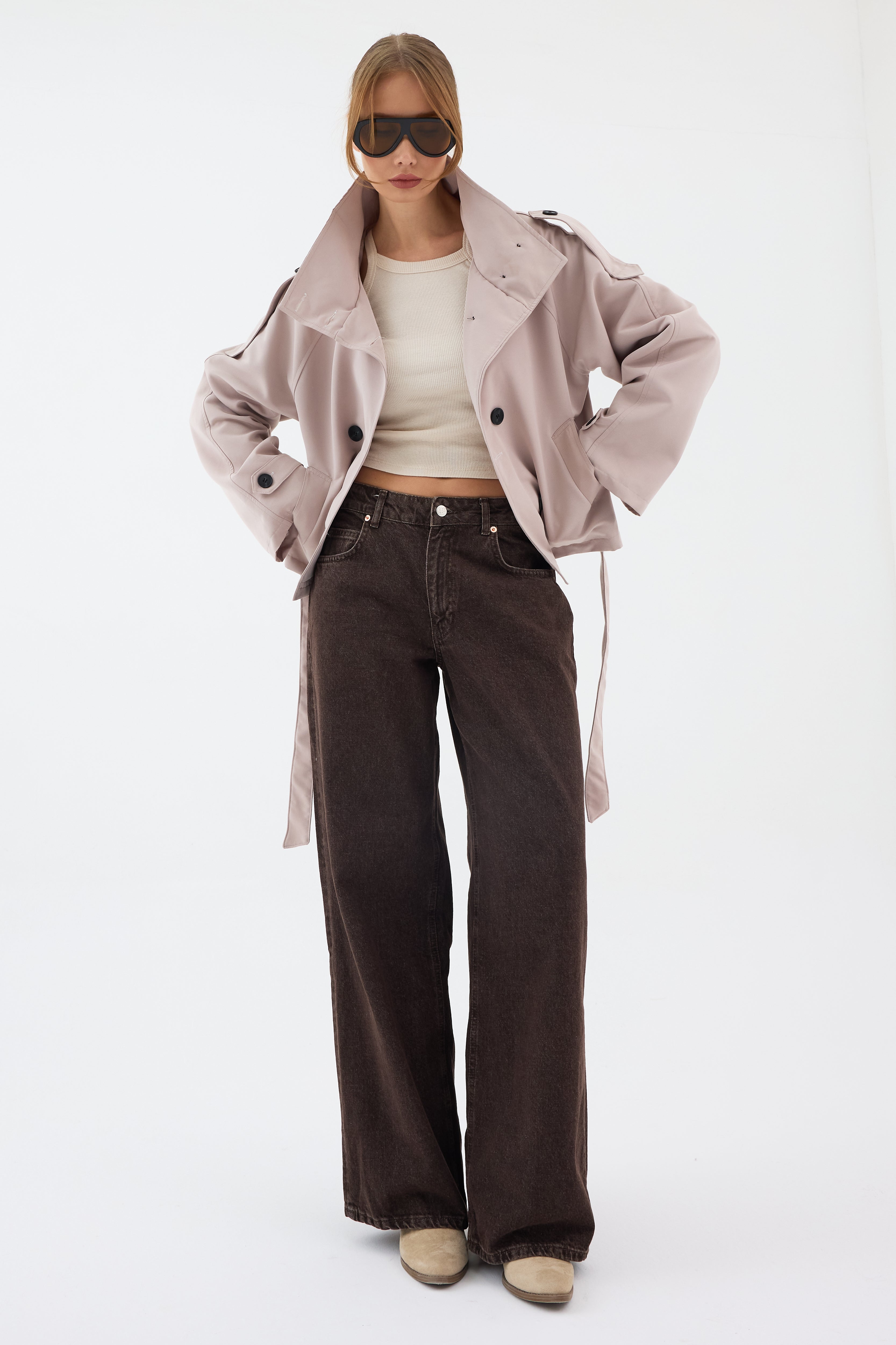 Elara Cropped Trench Coat