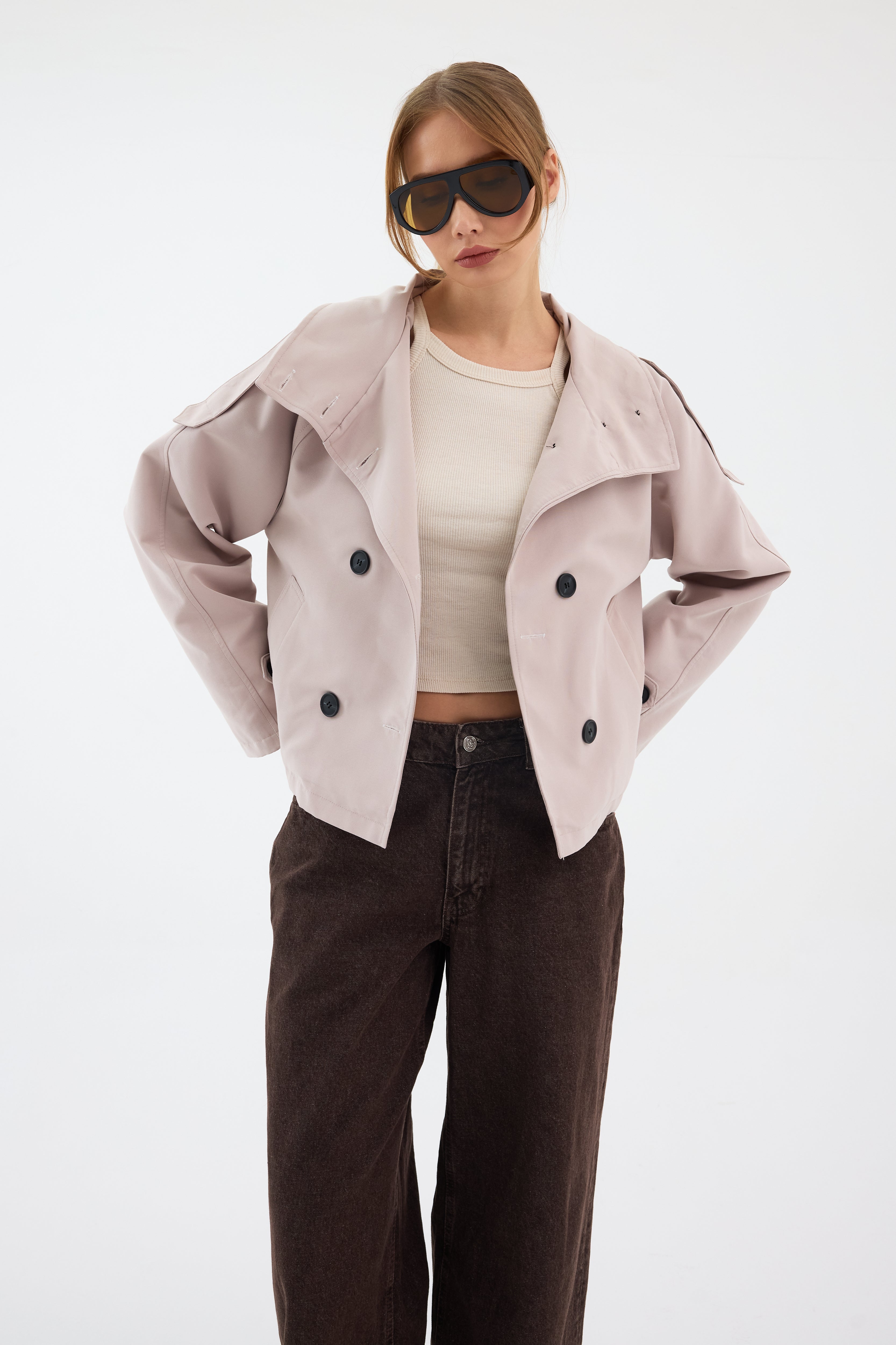 Elara Cropped Trench Coat