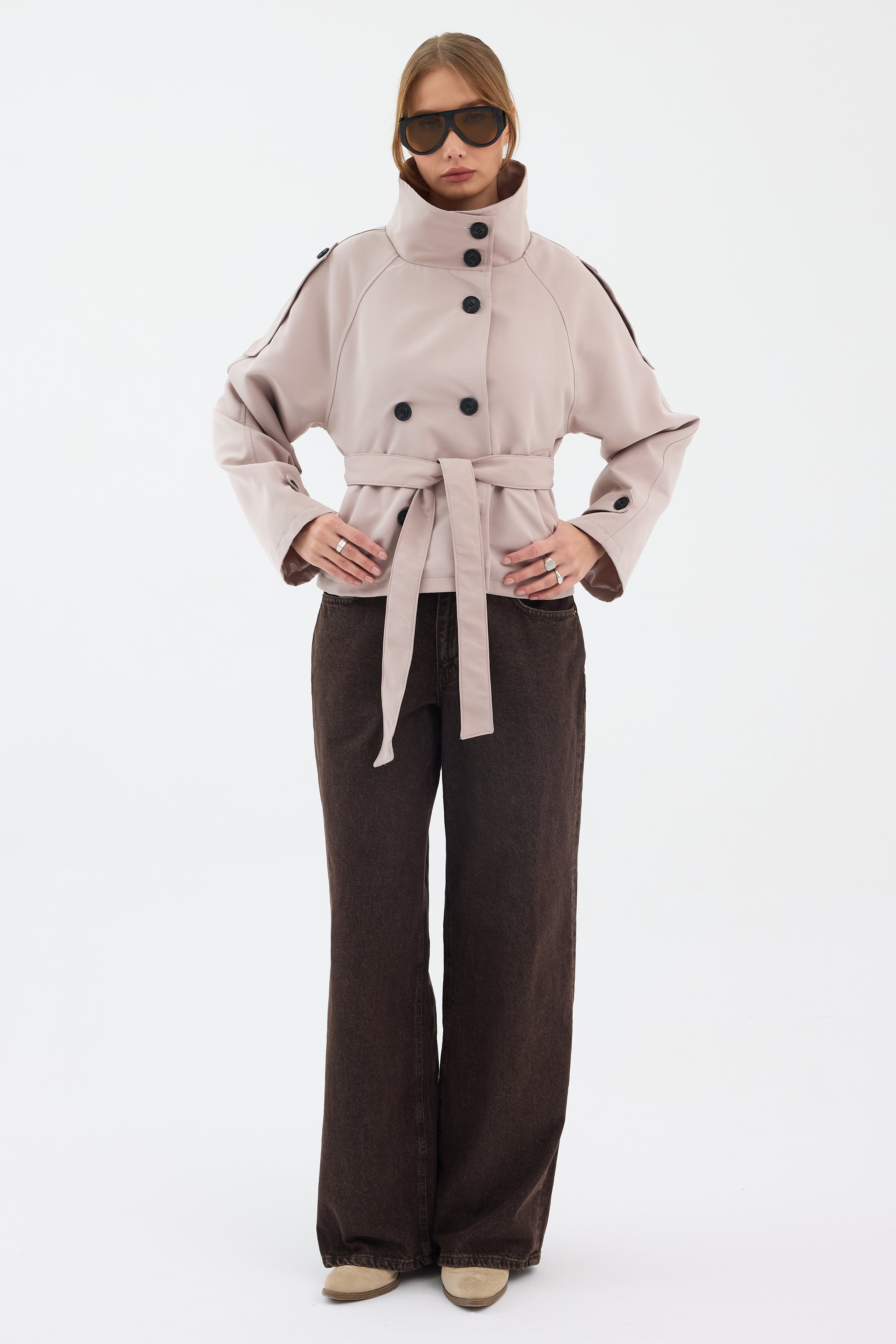 Elara Cropped Trench Coat