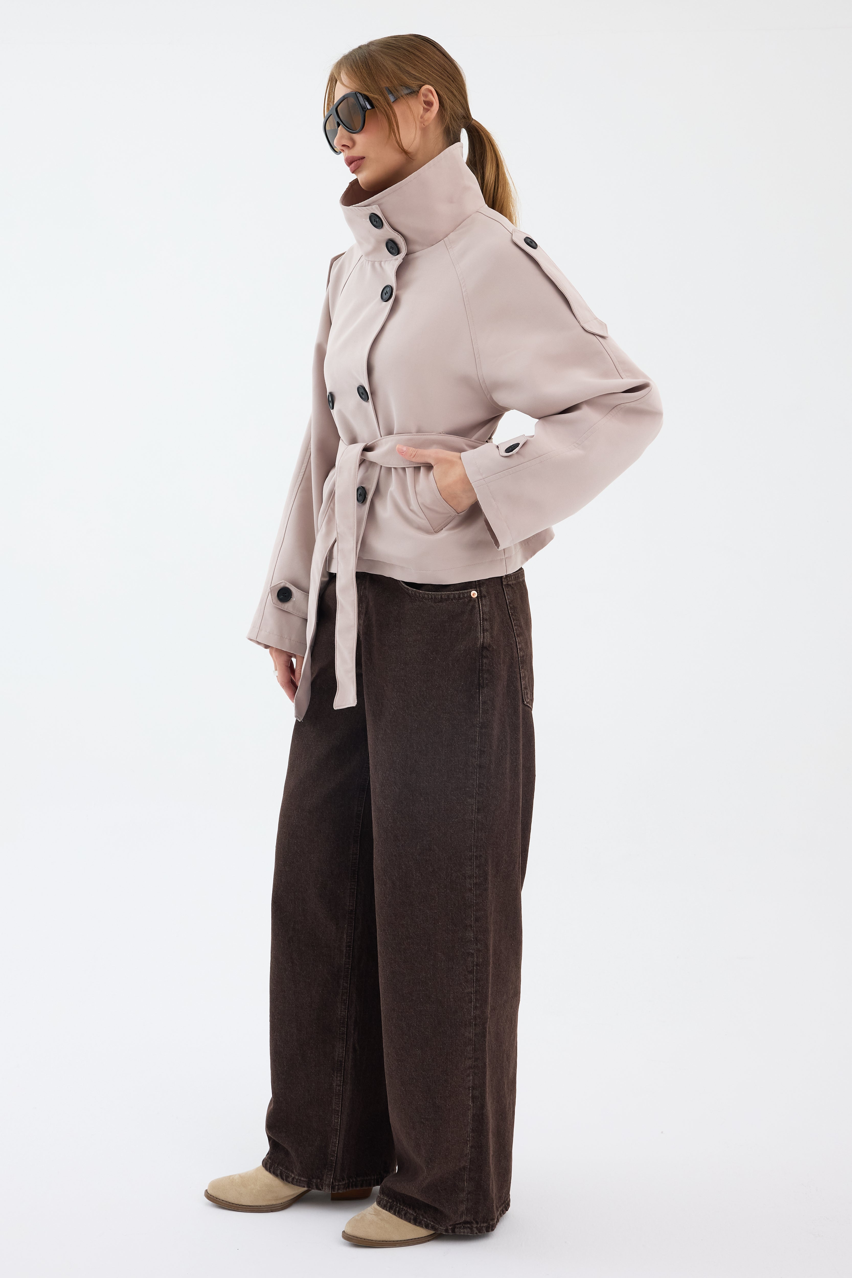 Elara Cropped Trench Coat
