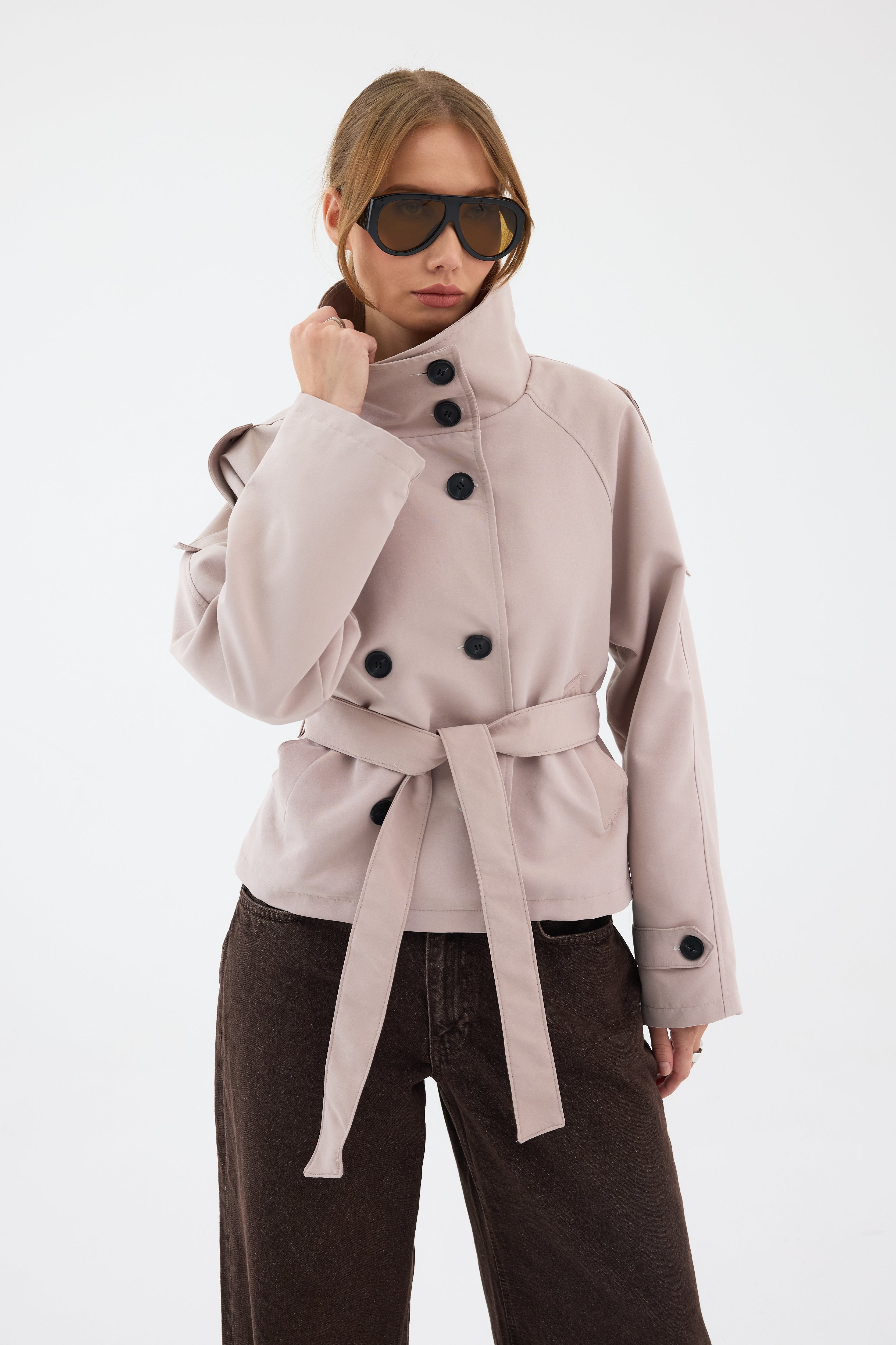 Elara Cropped Trench Coat