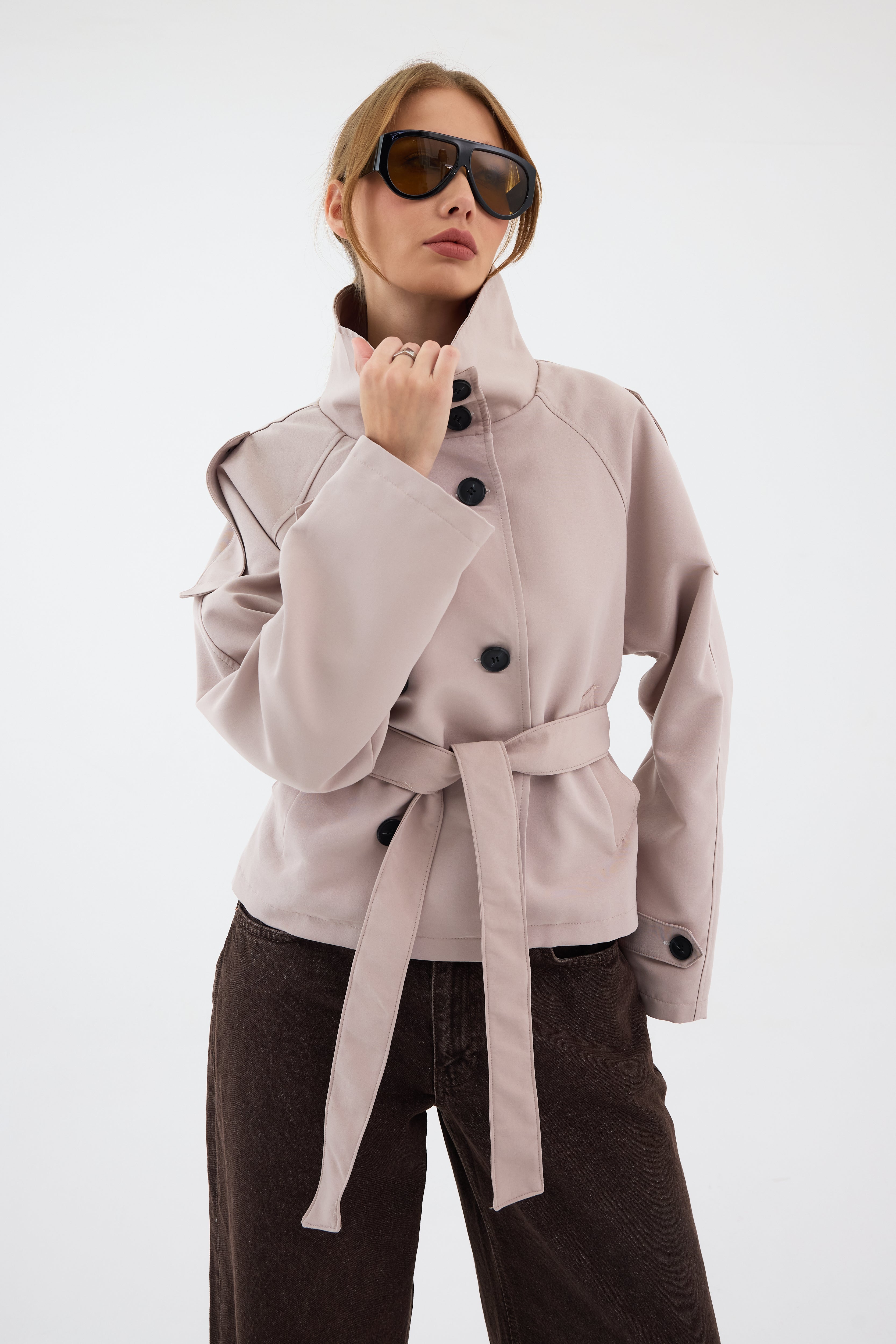 Elara Cropped Trench Coat