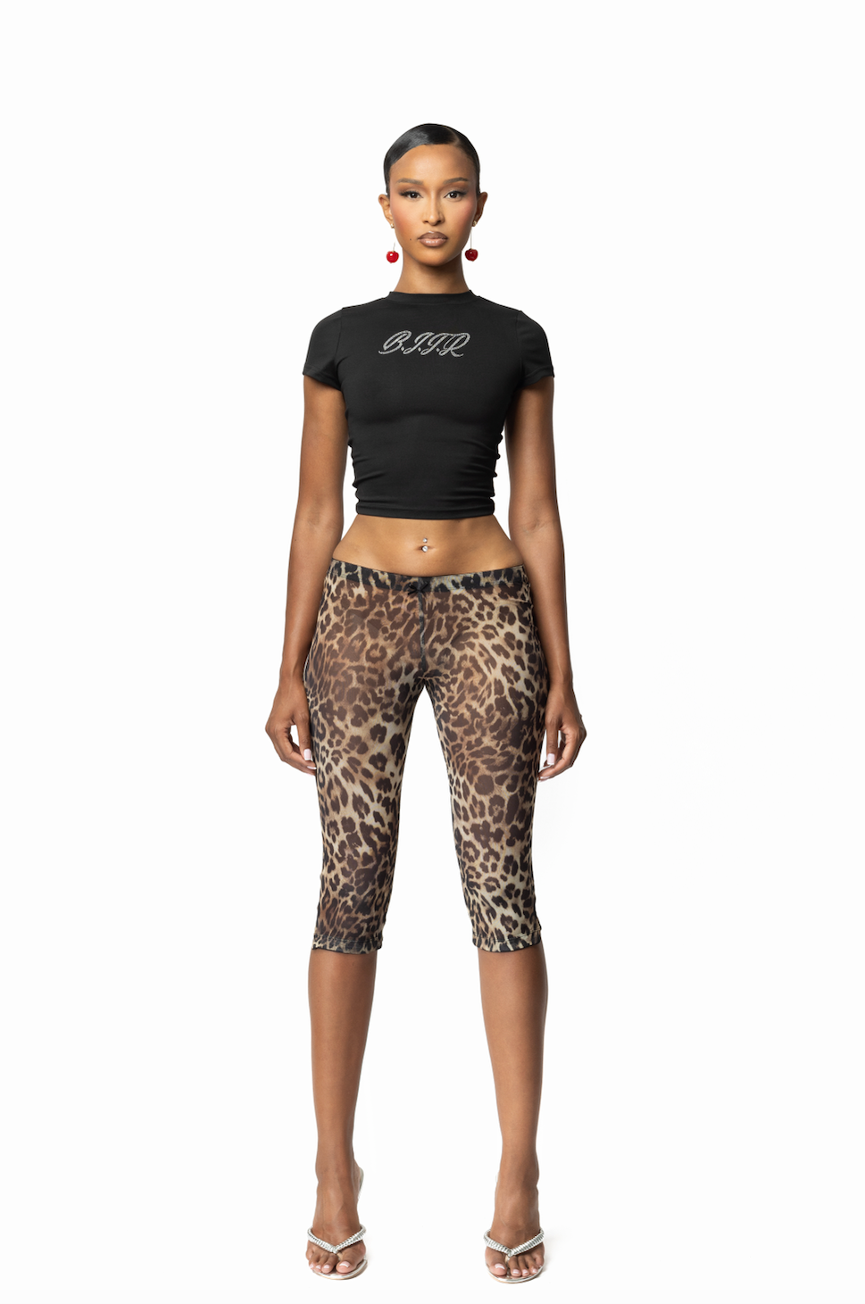 Leopard Mesh Capri Pants