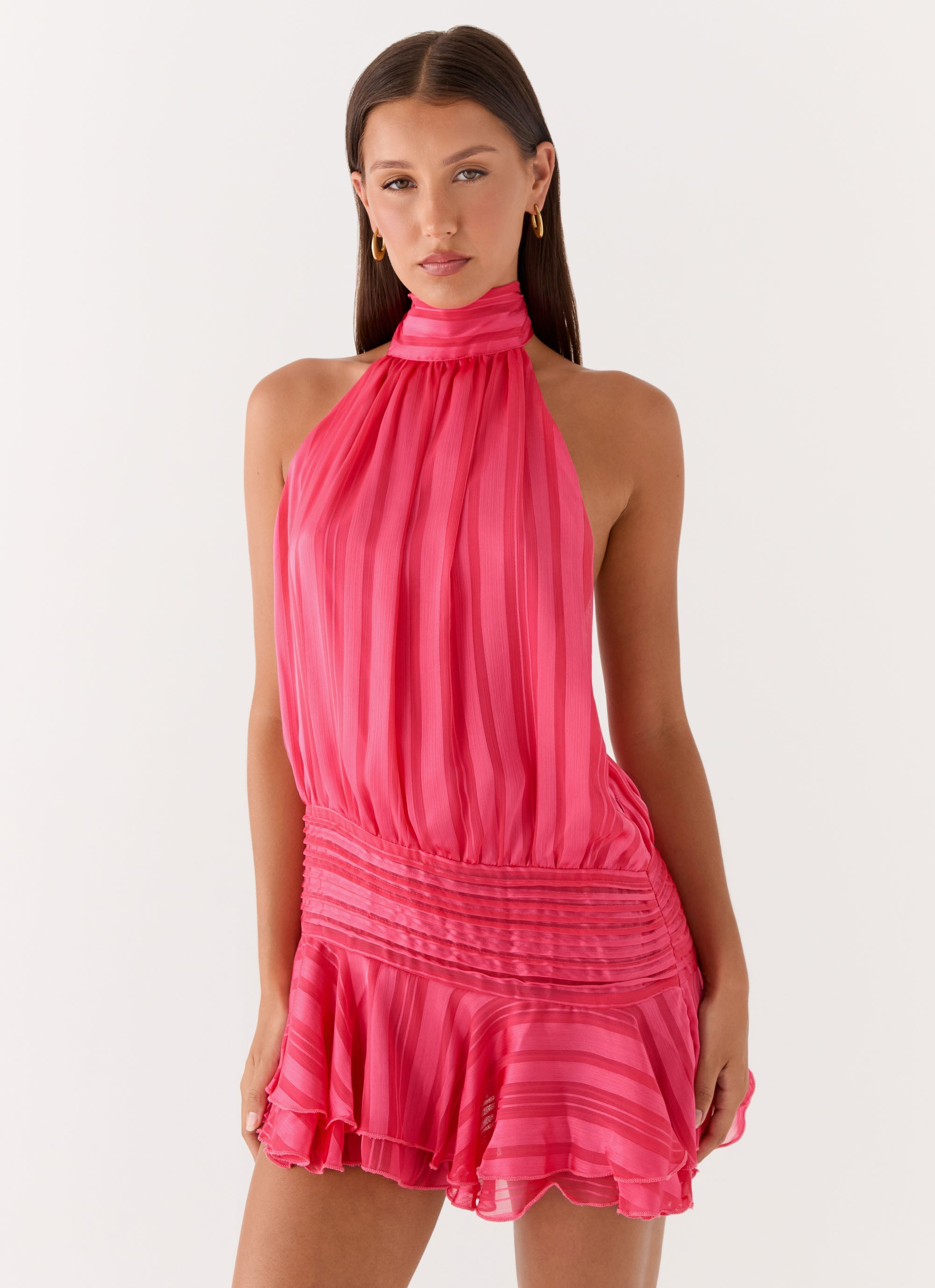 Willow Chiffon Halter Mini Dress