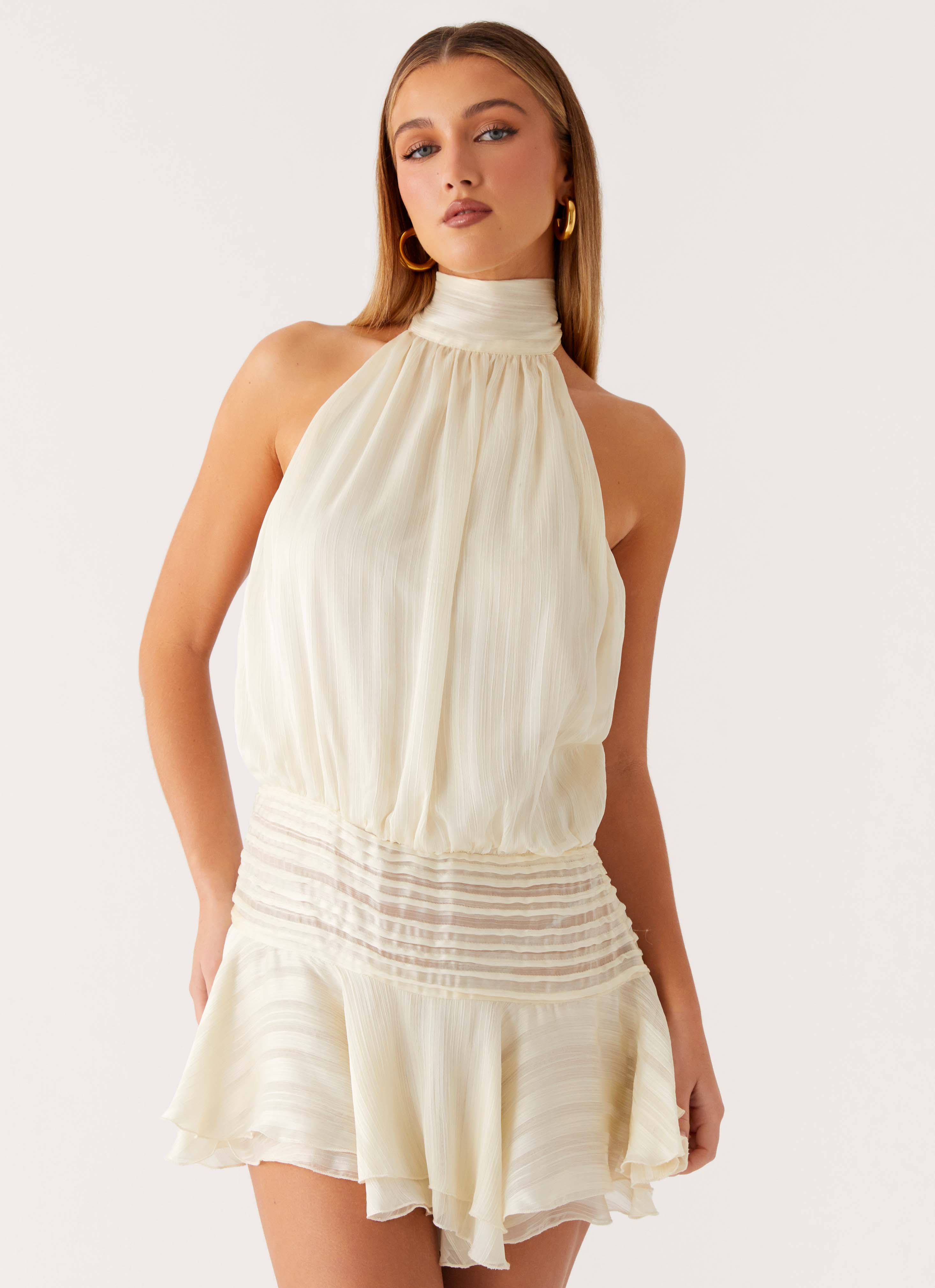 Willow Chiffon Halter Mini Dress