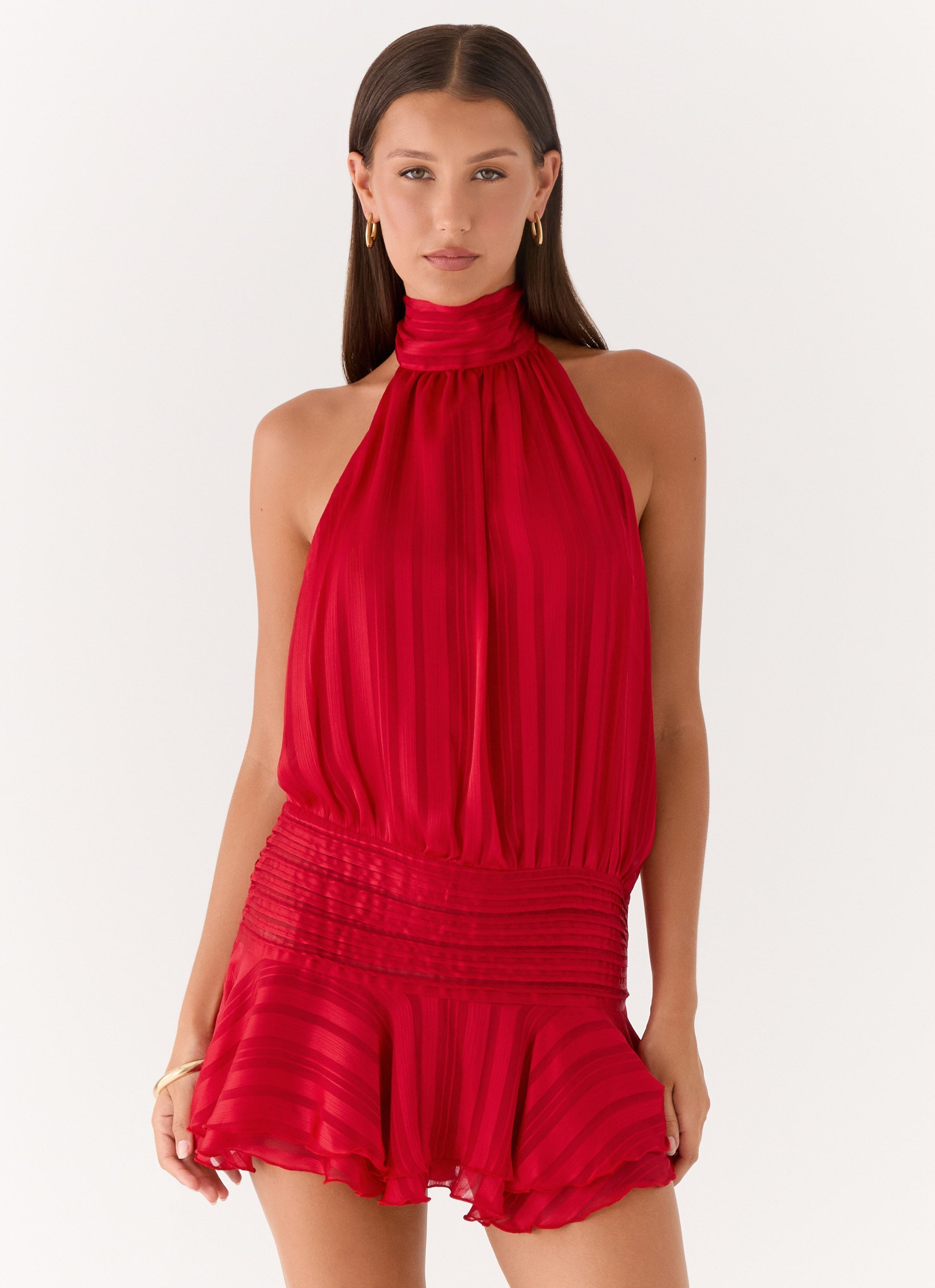 Willow Chiffon Halter Mini Dress
