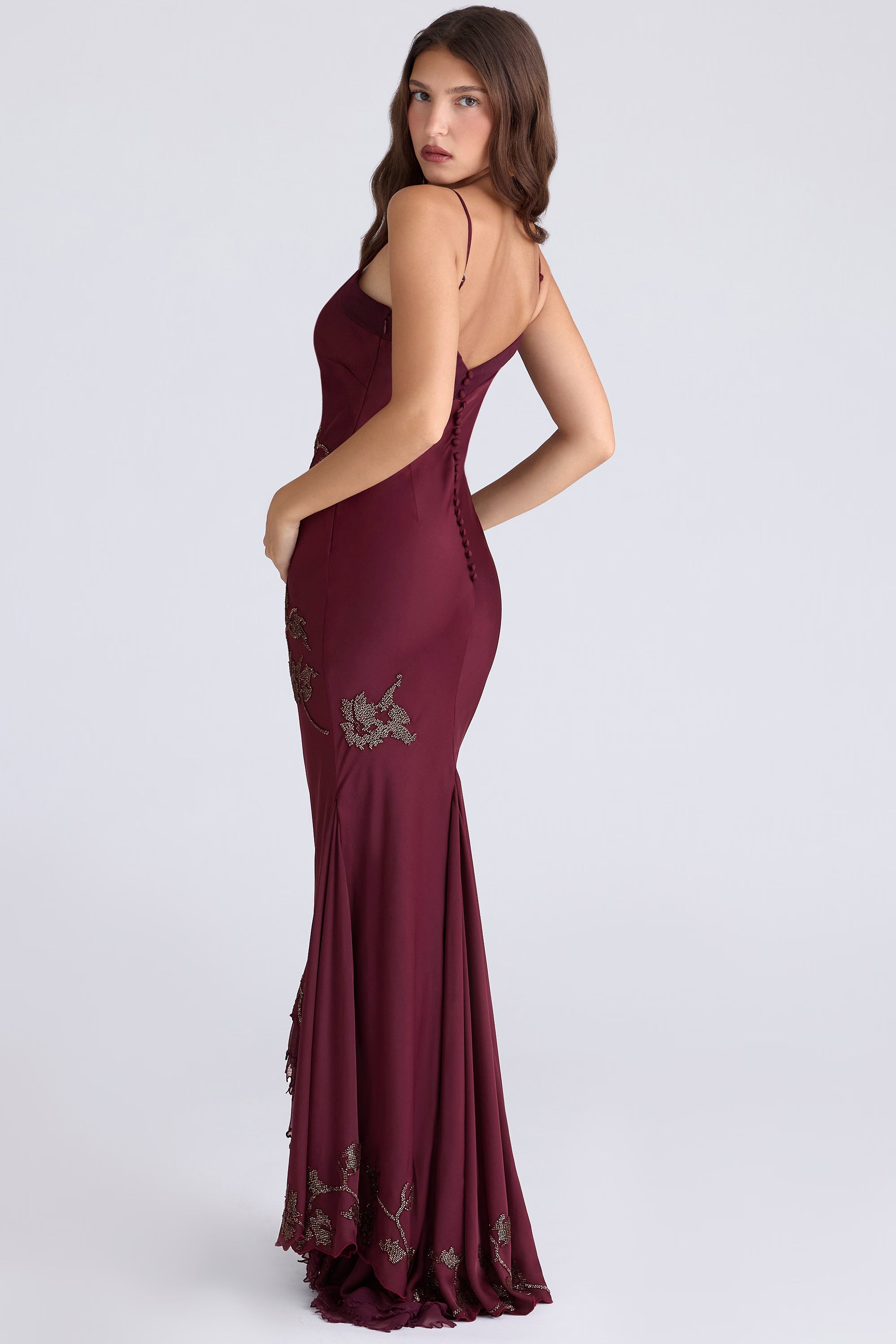 Anastelle Beaded Satin Maxi Dress