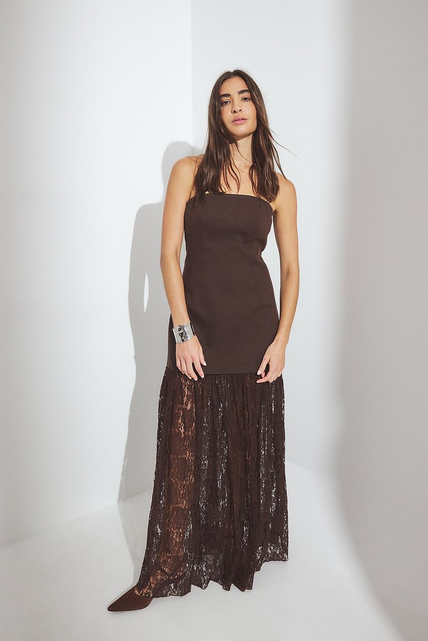 Floriane Lace Strapless Maxi Dress