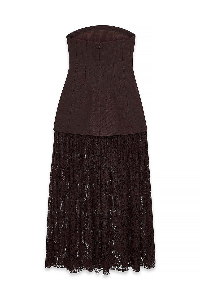 Floriane Lace Strapless Maxi Dress