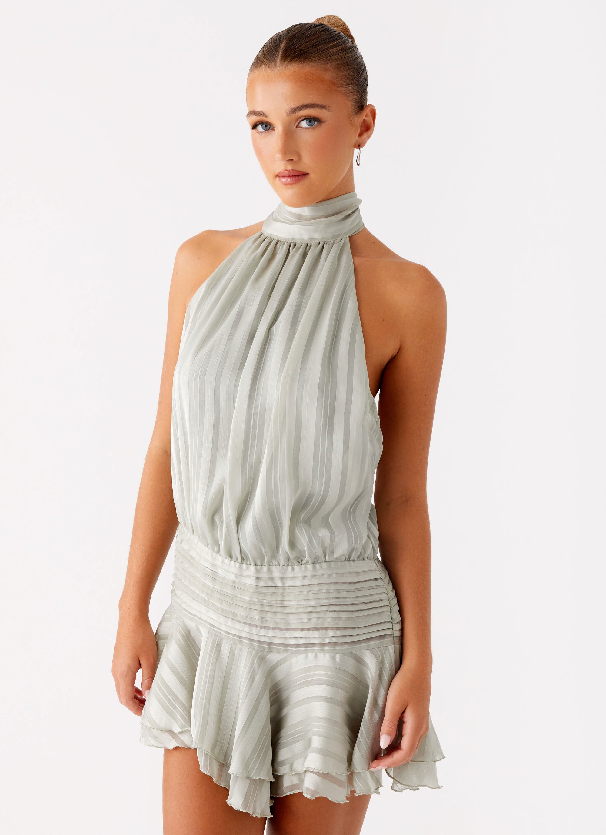 Willow Chiffon Halter Mini Dress
