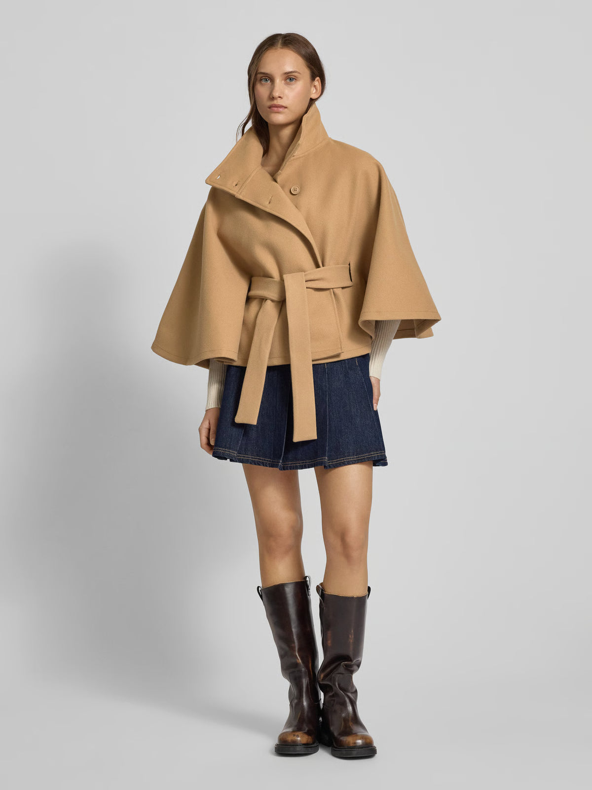 Aveline Belted Cape Coat