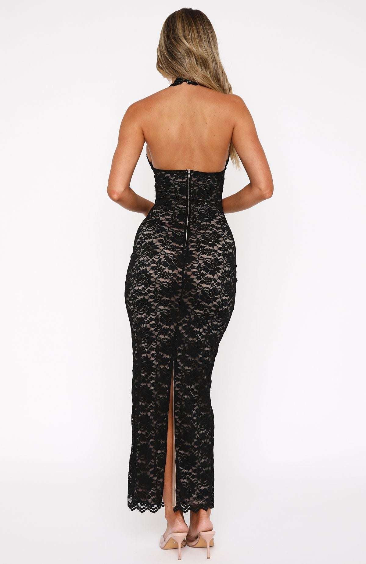 Floriane Lace Halter Maxi Dress