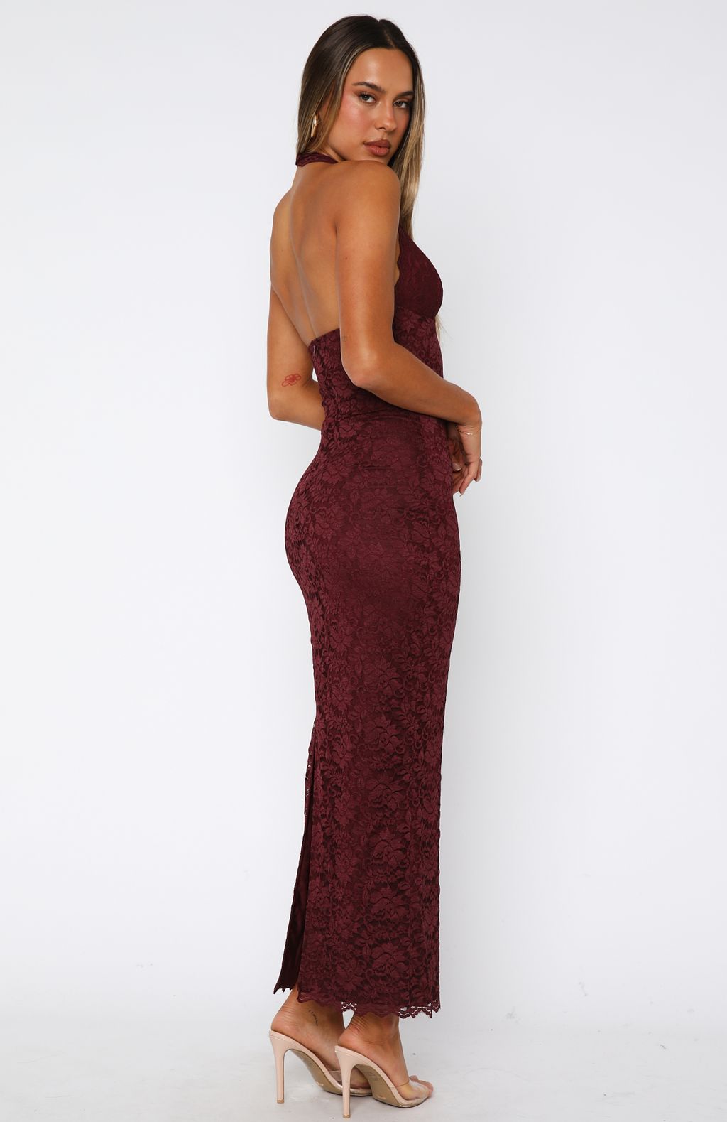 Floriane Lace Halter Maxi Dress