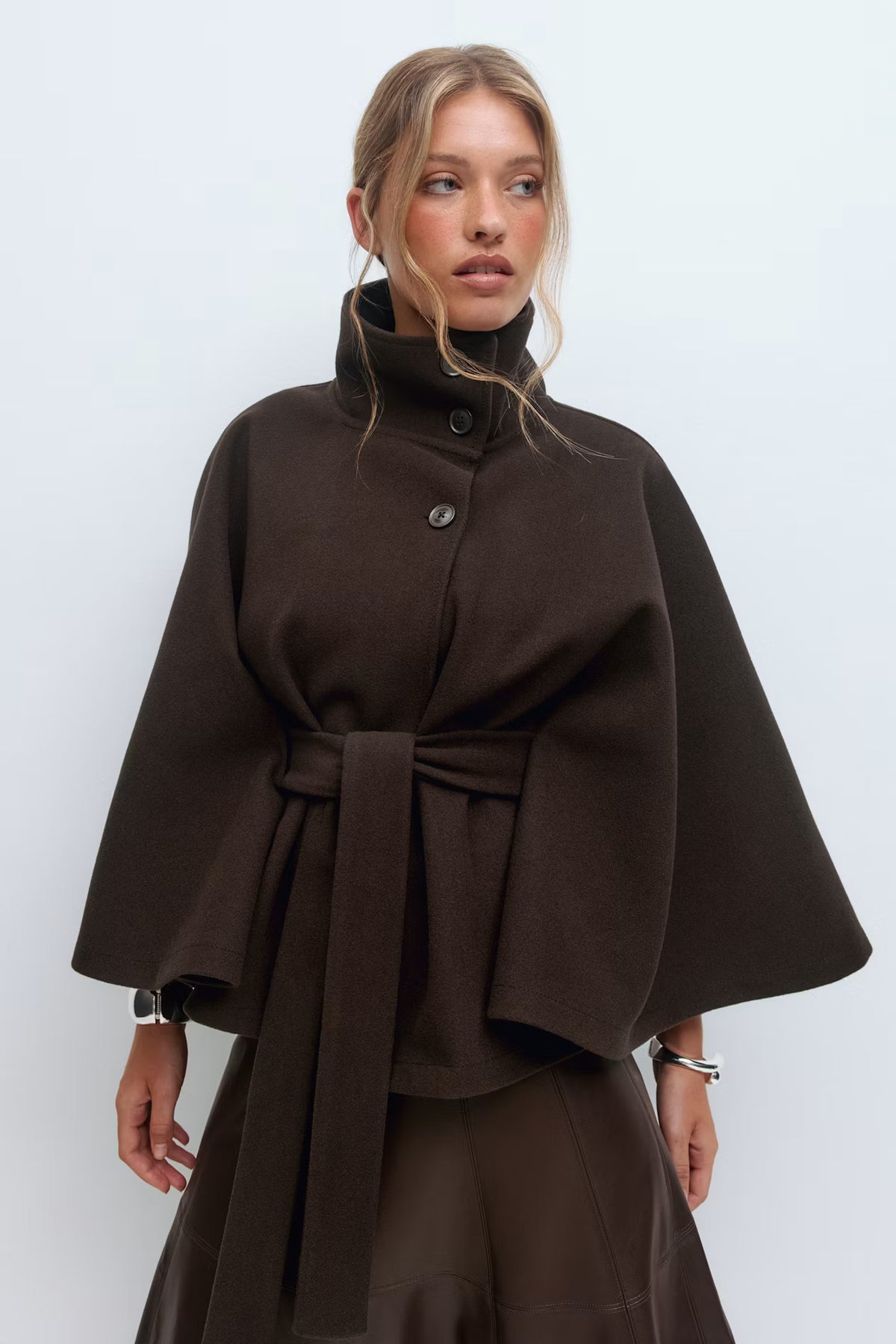 Aveline Belted Cape Coat